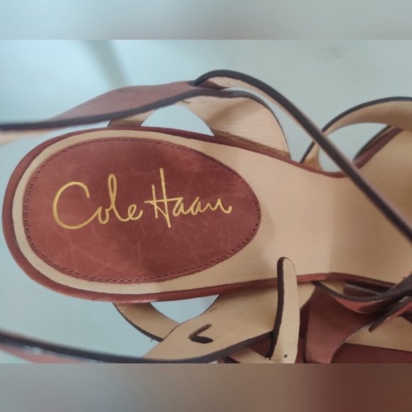 NWT Cole Haan Gia Leather Woodbury Brown Sandals Sz 10M - Picture 7 of 8